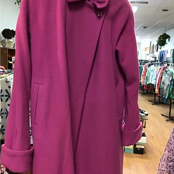 J.G. hook ladies 6 pink wool long coat - Picture 2 of 5